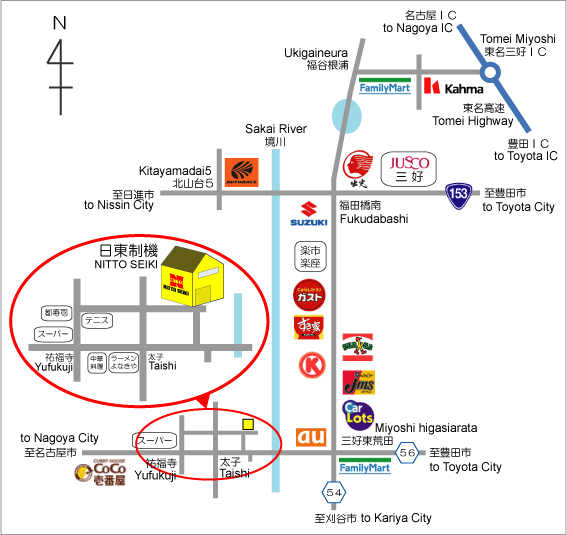 日東制機へのアクセスマップ